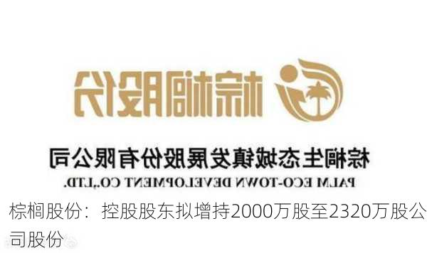 棕榈股份：控股股东拟增持2000万股至2320万股公司股份