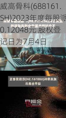 威高骨科(688161.SH)2023年度每股派0.12048元 股权登记日为7月4日