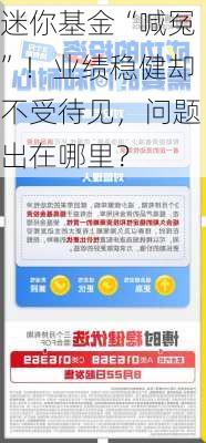 迷你基金“喊冤”！业绩稳健却不受待见，问题出在哪里？