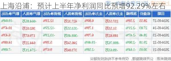 上海沿浦：预计上半年净利润同比预增92.29%左右