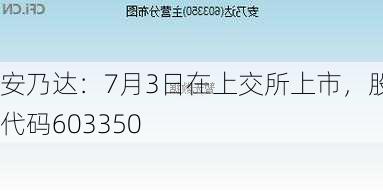 安乃达：7月3日在上交所上市，股票代码603350