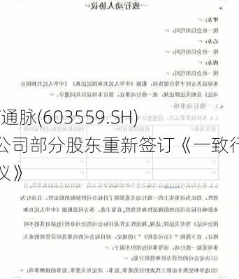 *ST通脉(603559.SH)：公司部分股东重新签订《一致行动协议》