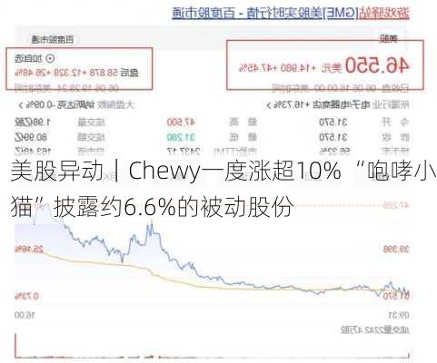 美股异动｜Chewy一度涨超10% “咆哮小猫”披露约6.6%的被动股份