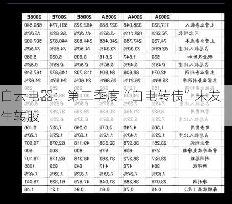 白云电器：第二季度“白电转债”未发生转股