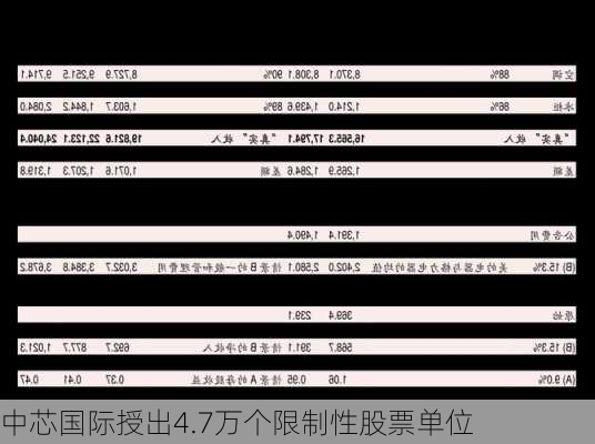 中芯国际授出4.7万个限制性股票单位