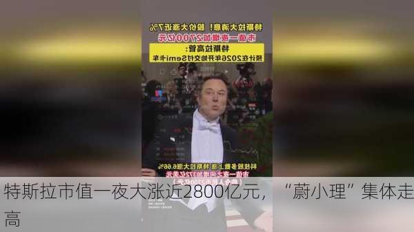 特斯拉市值一夜大涨近2800亿元，“蔚小理”集体走高