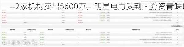 2家机构卖出5600万，明星电力受到大游资青睐！