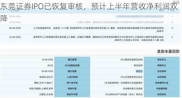 东莞证券IPO已恢复审核，预计上半年营收净利润双降