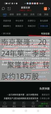 南京聚隆：2024年第二季度“聚隆转债”转股约18万股