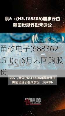 甬矽电子(688362.SH)：6月未回购股份