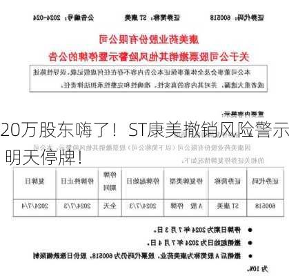 20万股东嗨了！ST康美撤销风险警示 明天停牌！