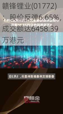 赣锋锂业(01772)：股价反弹6.65%，成交额达6458.39万港元