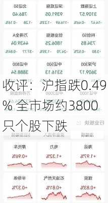 收评：沪指跌0.49% 全市场约3800只个股下跌