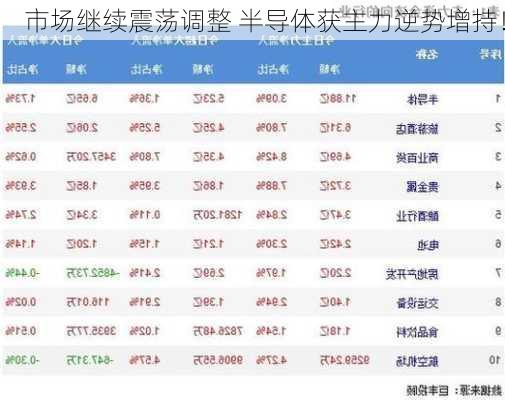 市场继续震荡调整 半导体获主力逆势增持！