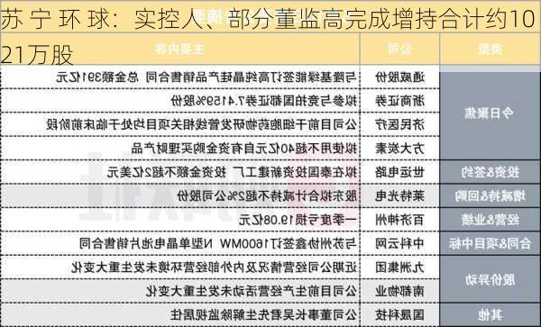 苏 宁 环 球：实控人、部分董监高完成增持合计约1021万股