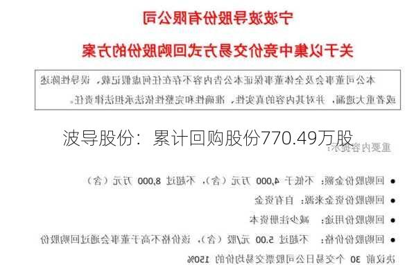 波导股份：累计回购股份770.49万股