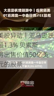 美股异动｜亚马逊跌超1.3% 贝索斯将出售价值50亿美元的股票