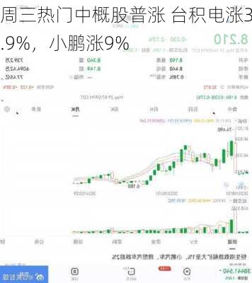 周三热门中概股普涨 台积电涨3.9%，小鹏涨9%