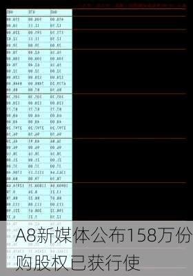 A8新媒体公布158万份购股权已获行使