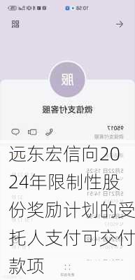 远东宏信向2024年限制性股份奖励计划的受托人支付可交付款项