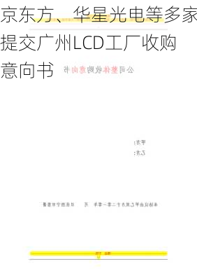 京东方、华星光电等多家提交广州LCD工厂收购意向书