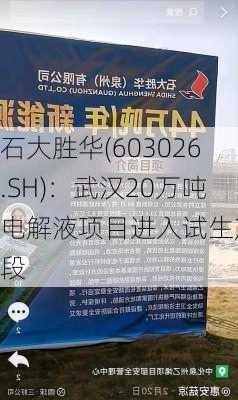 石大胜华(603026.SH)：武汉20万吨电解液项目进入试生产阶段