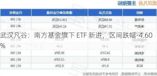 武汉凡谷：南方基金旗下 ETF 新进，区间跌幅-4.60%