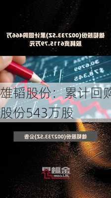 雄韬股份：累计回购股份543万股