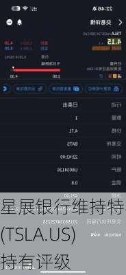 星展银行维持特斯拉(TSLA.US)持有评级