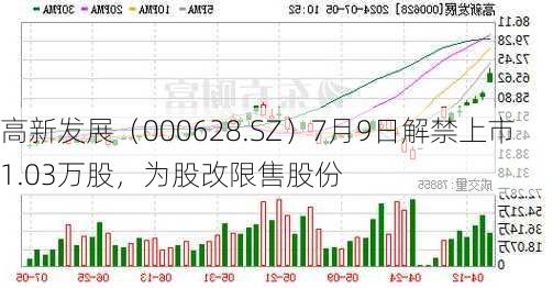 高新发展（000628.SZ）7月9日解禁上市1.03万股，为股改限售股份