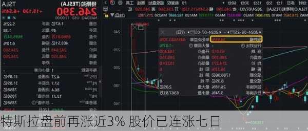 特斯拉盘前再涨近3% 股价已连涨七日