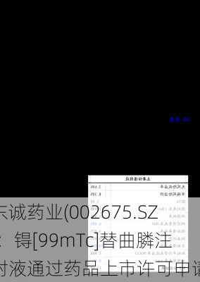 东诚药业(002675.SZ)：锝[99mTc]替曲膦注射液通过药品上市许可申请