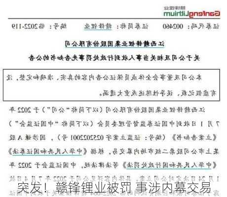 突发！赣锋锂业被罚 事涉内幕交易