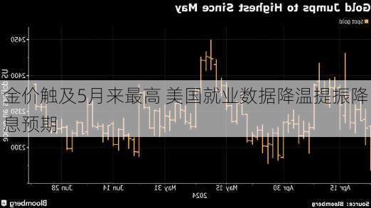 金价触及5月来最高 美国就业数据降温提振降息预期