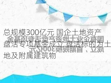 总规模300亿元 国企土地资产盘活专项基金成立 盘活标的为土地及附属建筑物