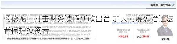 杨德龙：打击财务造假新政出台 加大力度惩治违法者保护投资者