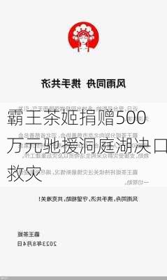 霸王茶姬捐赠500万元驰援洞庭湖决口救灾