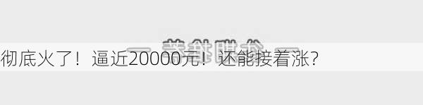 彻底火了！逼近20000元！还能接着涨？