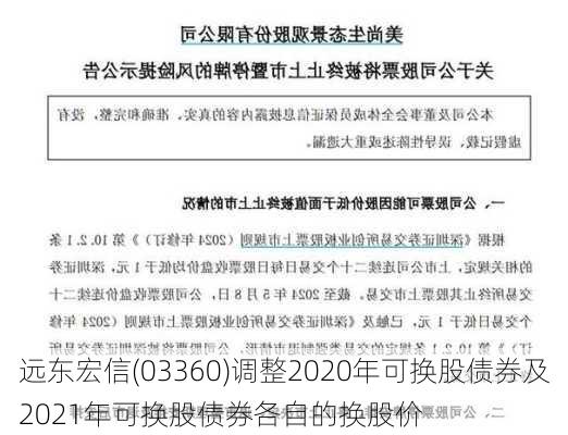 远东宏信(03360)调整2020年可换股债券及2021年可换股债券各自的换股价