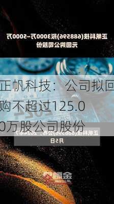 正帆科技：公司拟回购不超过125.00万股公司股份