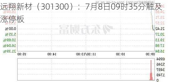 远翔新材（301300）：7月8日09时35分触及涨停板