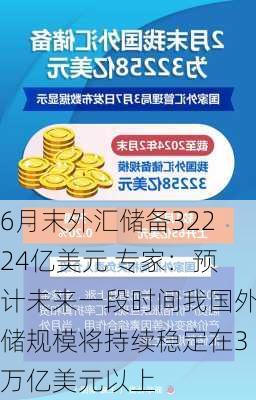 6月末外汇储备32224亿美元 专家：预计未来一段时间我国外储规模将持续稳定在3万亿美元以上