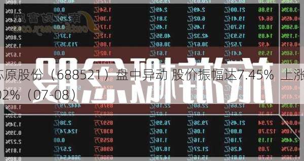 芯原股份（688521）盘中异动 股价振幅达7.45%  上涨7.02%（07-08）