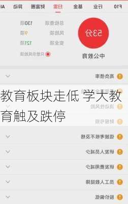 教育板块走低 学大教育触及跌停