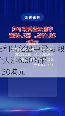 三和精化盘中异动 股价大涨6.60%报1.130港元