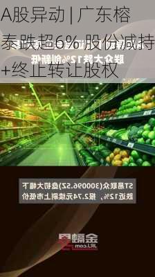 A股异动 | 广东榕泰跌超6% 股份减持+终止转让股权