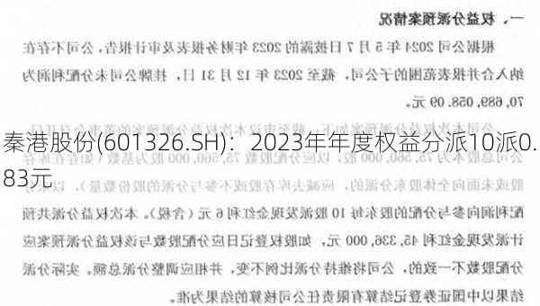 秦港股份(601326.SH)：2023年年度权益分派10派0.83元