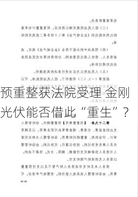 预重整获法院受理 金刚光伏能否借此“重生”？