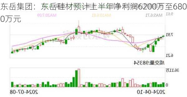 东岳集团：东岳硅材预计上半年净利润6200万至6800万元