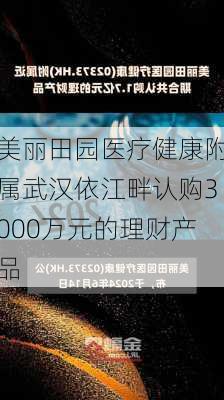 美丽田园医疗健康附属武汉依江畔认购3000万元的理财产品